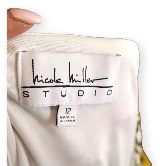 Nicole Miller Shift Dress Lined Sleeves Floral Orange Cream 12 - Picture 6 of 9